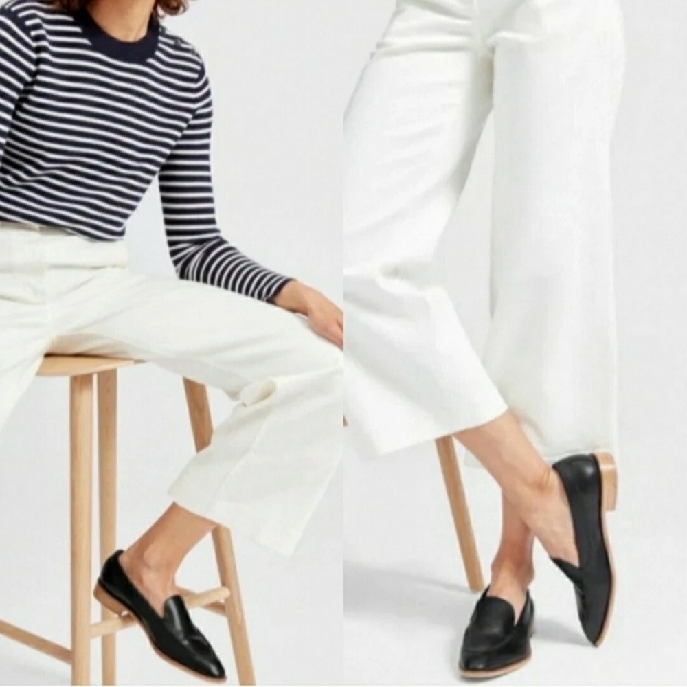Everlane‎ Loafer Black Leather Flat Slip On Shoes Size 8.5